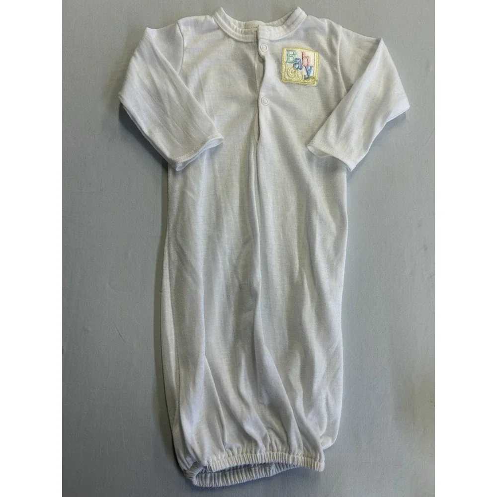 Vintage 80s/90s Fisher-Price Baby Newborn Sleep Gown Made in USA Elastic Bottom